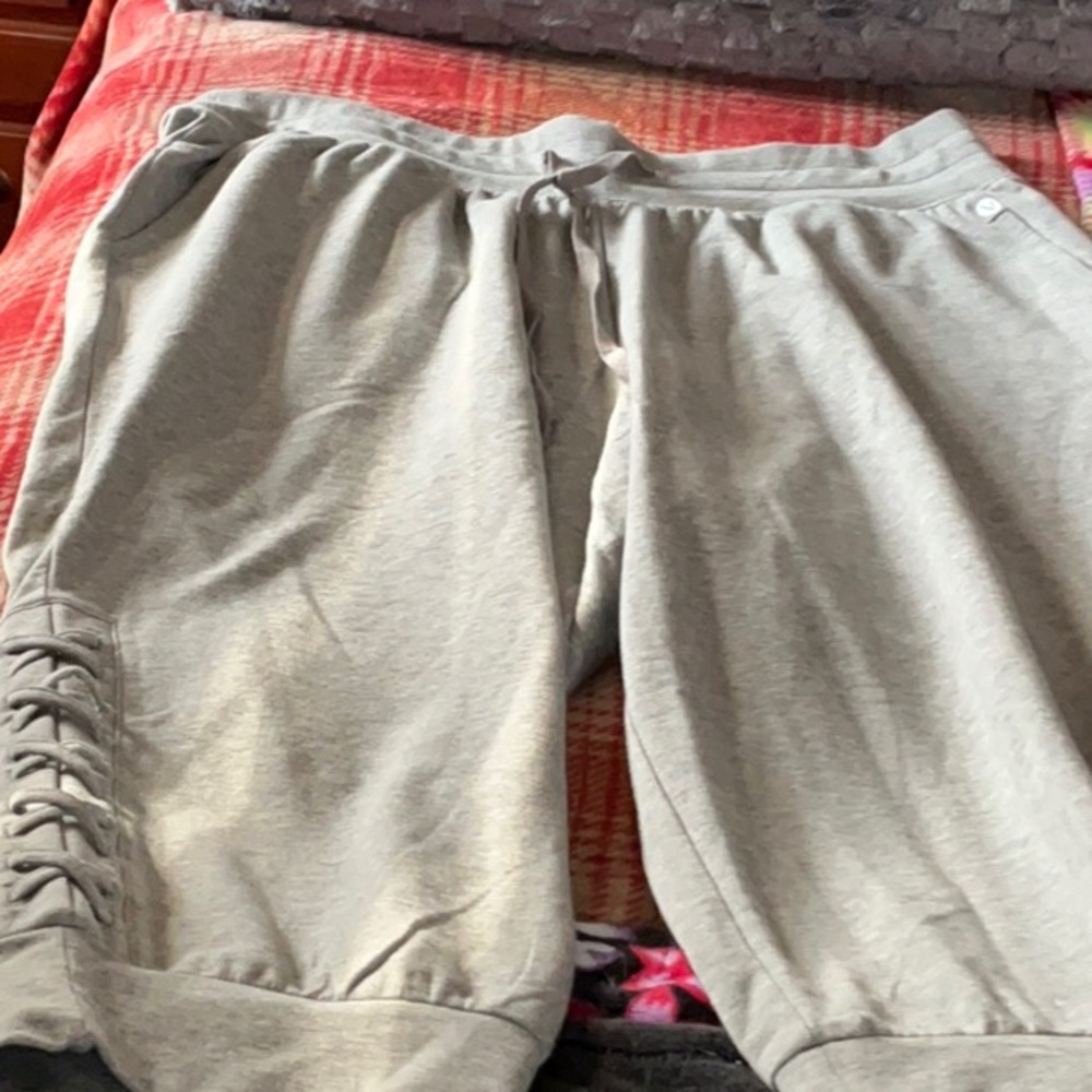 Gray Lace-Up Jogger Pants